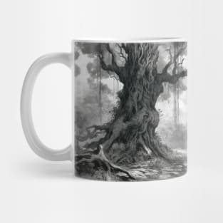 Ancient Tree Landscape Nature Adventure Ink Sketch Style Mug